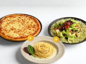 פיצה מרגריטה + סלט יווני + פסטה ספגטי/פנה